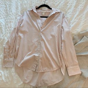 H&M Pink & White Striped Button-Down